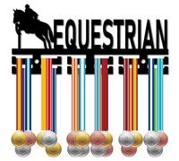 CREATCABIN Appendiabiti per Medaglie Equestri, in Acrilico, Porta Medaglie, per Sport, per Atleti, Premi, Montaggio A Parete, Decorazione, Oltre 40 medaglie per Competizione, Nastro, Calcio 29x13cm