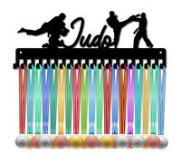 CREATCABIN Appendiabiti per Medaglie in Metallo Porta Medaglie Sportive Display Judo Tema Gara Concorso Premi Ganci per Rack in Ferro Nero Montaggio A Parete per Appendere 20+ medaglie Sport 40x15cm