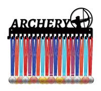 CREATCABIN Appendiabiti per Medaglie per Tiro con L'Arco Espositore Porta Medaglie Rack Sport Metallo Appeso Atleta Premi Decorazione per Montaggio A Parete in Ferro con 20 Gancio per 40 x 14.5cm