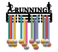 CREATCABIN Appendiabiti Porta Medaglie Corsa Espositore Rack Sport Premi in Metallo Appendere in Ferro Decorazioni Parete per Badge Parete Corridore Corsa Maratona Nuoto Medaglia Nero 29x13cm