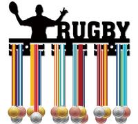 CREATCABIN Appendini per Medaglie Porta Medaglie da Rugby Espositore Porta Medaglie Sportive Cornice in Acrilico con 12 Gancio Decorazione per Montaggio A Parete Appendiabiti Piccole Medaglie 29x13cm