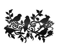 CREATCABIN Arte Murale A Forma Uccello in Metallo Uccelli su Ramo Decorazione Murale Cartello Uccello Silhouette Parete Esterno retrò Decorativo in Metallo Appendere alla Parete Casa Balcone 30x20cm