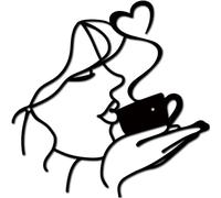 CREATCABIN Arte Parete in Metallo Donne in caffè Decorazione Parete Minimalista Astratta Arte Moderna Silhouette Sculture Parete Ornamento Casa Ufficio Giardino Soggiorno Bar Decorazione Nero 30x30cm