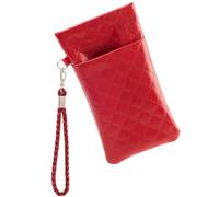 CREATCABIN Astuccio Doppio Occhiali Vista Donna in Morbida Pelle con Tracolla Astuccio Occhiali A Due Tasche Impermeabile Occhiali Sole Telefono Chiavi Organizer Pennelli 18x10cm Rosso