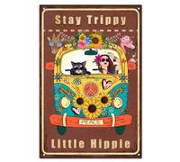 CREATCABIN Auto Girasole Segno Vintage Hippie Metallo Targa in Metallo caffè Bar Decorazione della Parete Poster Retro Pittura Placca Ferro Arte Murale Decorazioni Appese per caffè Bar Cucina 30x20cm