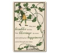 CREATCABIN Benedizione Irlandese Targa in Metallo in Metallo Che Tu Possa Avere Problemi Ad Essere Meno Le tue Benedizioni Essere più Segno del Trifoglio Poster in Ferro Vintage Placca Retro 20x30cm