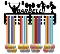 CREATCABIN Bilanciere Porta Medaglie Powerlifting Appendiabiti per Medaglie Espositore Sollevamento Pesi Sport Appeso In Metallo Premi per Atleti Supporto A Parete In Ferro Oltre 60 medaglie 29x13cm