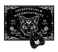 CREATCABIN Black Cat Wood Spirit Board Talking Ouija Boards Pendulum Board Legno Planchette Giochi Divinazione Rabdomanzia Caccia Spirito Messaggio Metafisico Decor Roba Strega per Wicca 30x21cm
