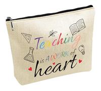 CREATCABIN Borsa Cosmetici Insegnanti Borsa Il Trucco Borsa Articoli Toeletta Organizer Portatile Accessorio Il Trucco Lavabile Contenitore Piccole Cose Stampata Cerniera Regalo La Festa Degli25x18cm