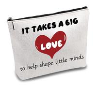 CREATCABIN Borsa da Viaggio Cosmetici da Trucco A Forma Cuore Regalo Ringraziamento L'Insegnante Pochette Rettangolare in Cotone e Poliestere Cerniera Resistente Regalo Laurea Insegnante 18×25cm