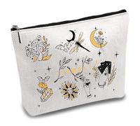 CREATCABIN Borse per Trucchi A Tema Tarocchi Borsa per Cosmetici In Policotone Astuccio Multiuso con Cerniera In Metallo Borsa Da Viaggio Estetica Strega Borse Da Viaggio Regali per Donne 25x18cm