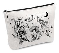 CREATCABIN Borse per Trucco In Tela Nera con Funghi Borsa per Cosmetici Custodia Multiuso Termoadesiva Cerniera In Metallo Sublimazione Spazi Vuoti Borsa Gotica Borsetta Borsa Da Viaggio Borsa 25x18cm