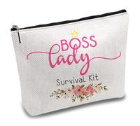 CREATCABIN Boss Lady Kit di Sopravvivenza Borse per Trucco in Tela Borsa per Cosmetici Multiuso Custodia per Penne Termoadesiva Cerniera in Metallo Sublimazione Borse per Vuoti Borsa per 25x18cm