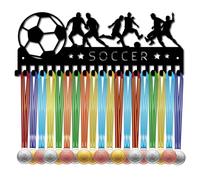 CREATCABIN Calcio Medaglia Gancio Porta Medaglia Espositore Calcio Sport Metallo Appeso Premi Ferro Montaggio Decorazione con 20 Ganci per Parete Casa Distintivo Ballerino Calcio Ginnastica 40x15cm