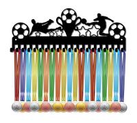 CREATCABIN Calcio Medaglia Gancio Porta Medaglia Espositore Sport Calcio Metallo Appeso Premi Ferro Montaggio Decorazione con 20 Ganci per Parete Casa Distintivo Ballerino Calcio Ginnastica 40x15cm