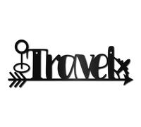 CREATCABIN Cartelli Viaggio Decorazione Parete Parola Nera Arte Parete Lettera Aereo Freccia Filo Ferro Ornamento Appeso Parole Decorative Silhouette Parete Sala Pranzo Decorazione Parete 30x11.5cm