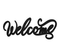 CREATCABIN Cartello Benvenuto in Legno Tagliato al Laser Parole in Legno Scultura Decorativa Rustica Parete Decorazione Appendere Parole Fai Te Porta D'Ingresso Festa Inaugurazione della Casa 30x12cm