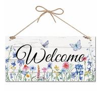 CREATCABIN Cartello di Benvenuto da Appendere per Porta D'Ingresso, Giardino, Cortile, Decorazione da Appendere, Display da Parete, Targa in Legno, Targa per Porta Rustica, Decorazione per La 30x15cm