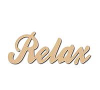 CREATCABIN Cartello in Legno Tagliato A Laser Arte da Parete Relax Lettera Segno Cuore Scultura Decorativa da Parete Decorazione da Appendere Incompiuta per L'Inaugurazione 9.9 x 3.9 Pollice