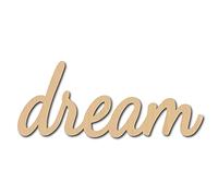 CREATCABIN Cartello in Legno Tagliato A Laser Wall Art Dream Letter Sign Cuore Decorativo Scultura da Parete Hanging Decor Unfinished per La Porta di Inaugurazione della Casa Parete 9.9 x 4.1 Pollice