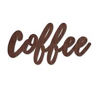 CREATCABIN Cartello in Legno Wall Art Coffee Letter Sign Parole Tagliate al Laser Scultura Decorativa da Parete Hanging Decor Unfinished per Housewarming Door Wall Room Marrone 11.9 x 5.9 Pollice