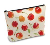 CREATCABIN Cherry Makeup Bags Donne Travel Cosmetic Bag Zipper Pouch Tool Multi Purpose Pencil Case Toilette Imballaggio Borsa Portaoggetti Organizer Dipendenti Lavoratrice Figlia Sorella 25x18cm