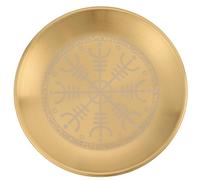 CREATCABIN Ciotola Offerte delle Dodici Tonstellazioni Piatto Rituale Altare in Acciaio Inossidabile Dorato Contenitore in Cristallo Piatto Piatto Vassoio Rotondo Piatto Preghiera Portacandele 14cm