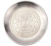 CREATCABIN Ciotola per Offerte di Costellazioni, Piatto Rituale per Altare, in Acciaio Inossidabile, Contenitore in Cristallo Argentato, Vassoio Rotondo, Portagioie, per Bruciare L'Incenso, 14x14cm