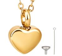 CREATCABIN Collana Urna A Cuor Ceneri Gioielli La Cremazion Ciondolo Commemorativo in Acciaio Inossidabil Mini Collana Dorata Pendent Urna Im meabil Catena Portacavi No A Imbuto Donn Uomini 12x17mm