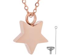 CREATCABIN Collana Urna Commemorativa A Forma Stella per Ceneri Ciondolo Commemorativo Acciaio Inossidabile Rosa Oro Spilla A Imbuto per Lutto Famiglia Amici 45.7cm
