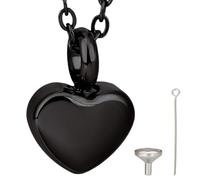 CREATCABIN Collana Urna Crematoria A Forma Cuor Ceneri Gioielli Cremazion Mini Collana Urna Nera Ciondolo Commemorativo in Acciaio Inossidabil Catena Portacavi No A Imbuto Im meabil Animali 12x17mm