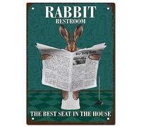 CREATCABIN Coniglio Metallo Targa in Metallo Toilette The Best Seat Tin Garage Signs Targhe Wall Art Decor Targhe in Metallo per Soggiorno Cucina Casa Bagno Bar Club Targhe per Interni Ed 20 x 30cm