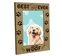 CREATCABIN Cornice per Foto con Il Miglior Cane di Sempre Zampe di Animali Domestici Cornici per Foto In Legno con Incisione Cornice per Cartoline Da Tavolo In Legno per Appendere Gallerie 21.8x16.8cm