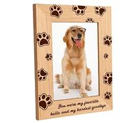 CREATCABIN Cornice per Foto in Legno Massello 6x8 Pollice Impronte di Cane Hello Natural Cornice per Poster in Piedi Autoportante Montabile A Parete Cornici in Legno Vintage Vetro Ad Alta Definizione