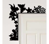 CREATCABIN Cornice per Porta Fata Decorazione da Parete in Metallo con Farfalla Stella Fiore Angelo Fata Cornice per Finestra Silhouette Ornamento per Angolo di Casa 25x25cm