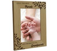 CREATCABIN Cornice portafoto in legno con scritta in inglese "Only the Best Parents Get Promoted to Grandparents", commemorativa, da tavolo, per nonni, idea regalo, decorazione da scrivania, 15 x 20