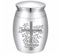 CREATCABIN Croce Piccola Urna Cineraria in Acciaio Inox Mini Urna Cremazione Ceneri Preserva Regalo Commemorativo Impermeabile Decorativo Souvenir Funerale Umani Animali Domestici Ceneri Parte 4x3cm