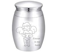 CREATCABIN Cupido Piccole Urne Ricordo per Ceneri Umane Mini Urne per Cremazione in Acciaio Inossidabile Portacenere Commemorativo Condividi Urna Decorativa in Miniatura Sepoltura Funerale 4x3cm