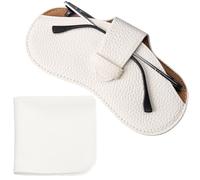 CREATCABIN Custodia Occhiali da Sole in Pelle Sottile Morbida Portatile e Leggera Custodia Occhiali da Viaggio Panno La Pulizia Regalo Donne e Uomini Le Vacanze 17.5x8.7cm Bianco