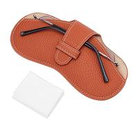 CREATCABIN Custodia Occhiali In Pelle Custodia Occhiali Sole Portatile Borsa Viaggio Leggera Sottile Occhiali Vista Borsa Panno per Pulizia In Fibra Pelle Scamosciata per Donna Uomo Cioccolato