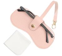 CREATCABIN Custodia Occhiali in Pelle Portatile Sottile Custodia Occhiali Sole Morbida e Leggera Custodia Occhiali Viaggio Cinturino Fibbia Panno La Pulizia Regalo Donne Uomini Famiglia 16.2 x 7.4cm