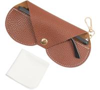 CREATCABIN Custodia Occhiali in Pelle Portatile Sottile Custodia Occhiali Sole Morbida e Leggera Custodia Occhiali Viaggio Chiusura Panno La Pulizia Regalo Donne Uomini Famiglia Amici 17 x 8.5cm