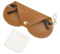 CREATCABIN Custodia Occhiali in Pelle Portatile Sottile Morbida e Leggera Custodia Occhiali Viaggio Chiusura Panno La Pulizia Regalo Donne Uomini Famiglia Amici Vacanze Cammello 17 x 8.5cm