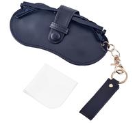 CREATCABIN Custodia Occhiali Portatile Custodia Occhiali Sole Nera Organizer Viaggio Esterni Custodia Occhiali Portachiavi Custodia Occhiali in Pelle PU AntiGraffio Occhiali Protettivi 16.7x9.2x0.3cm