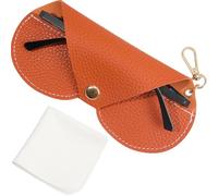CREATCABIN Custodia Occhiali Sole in Pelle Portatile Sottile Custodia Occhiali Morbida Custodia Occhiali Leggera Viaggio Chiusura Panno La Pulizia Regalo Donne Uomini Famiglia Amici Festa 17 x 8.5cm