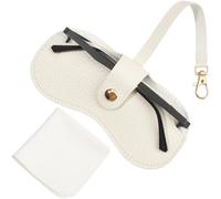 CREATCABIN Custodia Occhiali Sole in Pelle Portatile Sottile Custodia Occhiali Morbida Custodia Occhiali Leggera Viaggio Cinturino Fibbia Panno La Pulizia Regalo Donne Uomini Famiglia 16.2 x 7.4cm