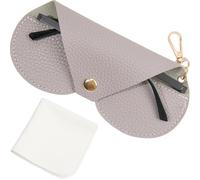 CREATCABIN Custodia Occhiali Sole in Pelle Portatile Sottile Morbida e Leggera Custodia Occhiali Viaggio Chiusura Panno La Pulizia Regalo Donne Uomini Famiglia Amici Vacanze Grigio 17 x 8.5cm