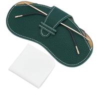 CREATCABIN Custodia per Occhiali Vera Pelle Sottile Portatile Morbida Pelle Vacchetta Porta Occhiali Borsa Leggera Panno per La Pulizia Regalo Donne Uomini Viaggio Colore Verde Mare 17.2 x 8cm
