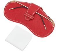 CREATCABIN Custodia per Occhiali Vera Pelle Sottile Portatile Pelle Vacchetta Porta Occhiali Morbida Leggera Panno per La Pulizia Regalo Natale Donna Uomo Rosso 17.2 x 8cm
