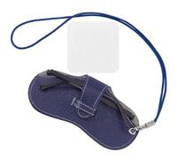CREATCABIN Custodia Portatile Occhiali Sole in Pelle Sottile Morbida Viaggio Porta Occhiali Vista Custodia Leggera Tracolla Panno La Pulizia Le Vacanze Blu Prussia 17.5 x 8.4cm